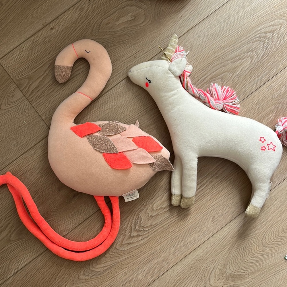 Meri Meri Flamingo + Unicorn Organic Cotton Stuffed Animals